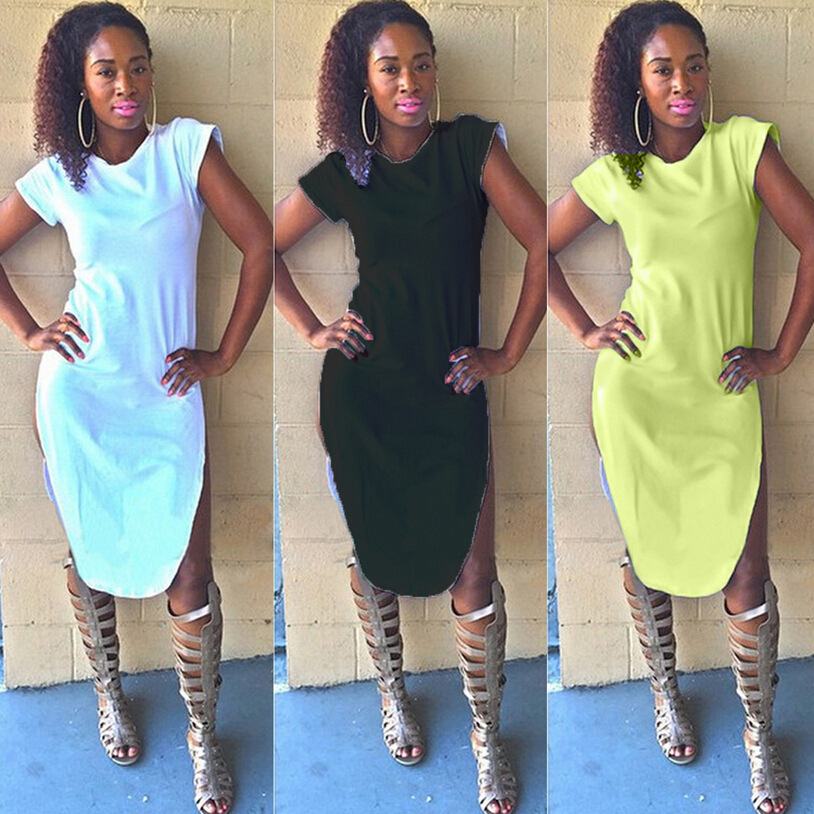 split midi t shirt dress