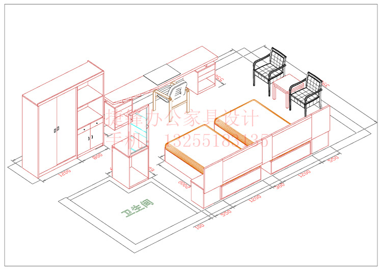 cad绘图制图设计代画平面三维立体图布置图捷锋家具   型号 单个房间