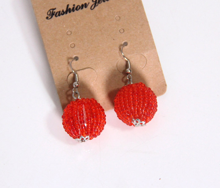 可爱红灯笼米珠耳环