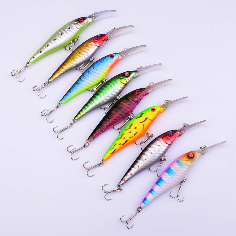 8pcs Deep Dive Minnow Fishing Lures Bass Crank Bait Catfish Fish Tackle
