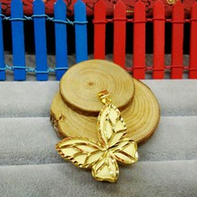 越南沙金飾品女士噴砂蝴蝶項鏈吊墜 黃銅鍍金首飾品保色