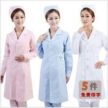 醫師服夏裝短袖白大褂西服領半袖加厚藍粉色護士服葯店醫生工作服