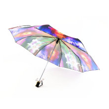 出口日式夢幻水彩畫自動晴雨傘創意折疊花朵雨傘加大防風女士傘