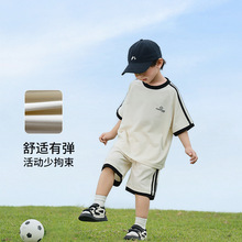 風之谷2025夏季新款童裝兒童韓版運動風撞色套裝男女童條紋兩件套