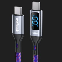 手機數據線100 功率數顯編織快充線5A充電線