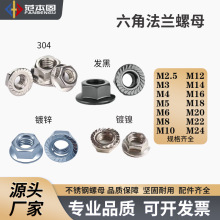 六角法蘭螺母帶齒 法蘭螺母 防滑螺母 鍍鋅/ 發黑/ 鍍鎳/ 304