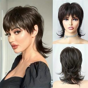 Short Pixie Cut Synthetic Wigs With Bangs For Women Cos Wig