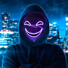 Led發光漆黑的子彈微笑蛭子影胤面具全臉鬼臉小丑黑之契約者萬聖