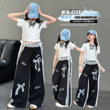 女童夏裝套裝2025新款兒童洋氣韓系穿搭大童女孩時髦闊腿褲兩件套