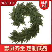 仿真聖誕藤條手感軟膠綠植松針柏葉門掛壁裝飾綠植跨境亞馬遜希音