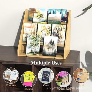 跨境木制賀卡架桌面階梯式賀卡展示架簡易木制賀卡存儲架
