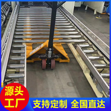 滾筒輸送流水線叉車裝卸平台滾輪軌道重型地滾線物流裝配傳送系統