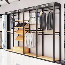 男服裝店展示架陳列架道具落地式上牆掛衣架店鋪雙層衣服男裝貨架