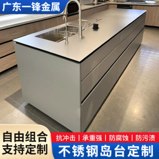 304不銹鋼實心5mm加厚台面防刮花一體式水槽櫥櫃台面吧台加工台島