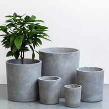 現代簡約圓柱形花盆創意家具客廳裝飾花盆室內落地可移動花盆擺件