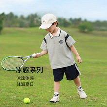 風之谷2025夏季新款男童POLO衫短褲兩件套兒童涼感撞色運動套裝薄