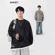 HKRXEC男裝美式潮牌扎染大理石紋理男士衛衣青少年假兩件套頭外套