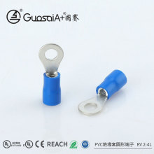 廠家供應PVC絕緣護套紫銅接線耳RV 2-4L圓形端子預絕緣連接端子