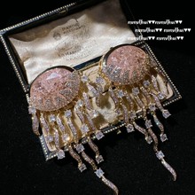 波光粼粼 帕粉雲紋水母流蘇寶石耳環 富婆的快樂 蛋形公主粉耳墜