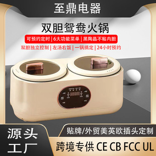 110V/220V智能鴛鴦電熱火鍋多功能一體全自動雙膽預約保溫電飯煲