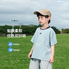 風之谷2025夏季新品童裝兒童韓版月亮印花短袖男女童個性扎染t恤