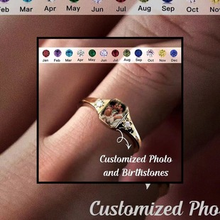 羳Personalized Birthstone Photo RingԻQʯƬָ