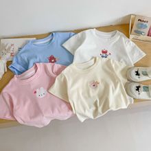 童裝 寶寶短袖t恤女卡通寬松2025夏季新款兒童時髦上衣印花純棉潮