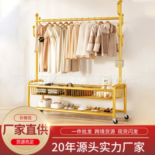 掛衣架落地卧室家用曬衣服組合收納鐵架子可移動室內衣帽架晾衣架