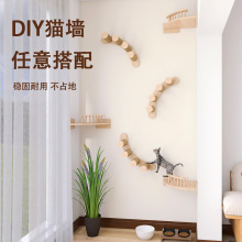 跨境外貿牆面打孔DIY貓牆貓爬架壁掛式牆上貓爬柱貓窩一體式跳台