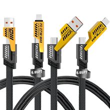 機甲安卓四合一數據線快充二拖二充電雙Type-c65W快充線工廠批發