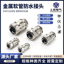金屬鍍鎳包塑波紋軟蛇皮管雙鎖緊電纜防水螺紋密封固定格蘭PG接頭