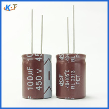 江海電容耐高溫450v100uf牛角電解電容100uf450v電源電容規格尺寸