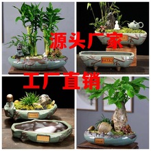 盆景盆綠植組合花盆中國風復古粗陶廠家批發哥窯創意多肉陶瓷花盆