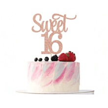 Sweet 16 生日派對蛋糕插卡 生日派對蛋糕裝飾16歲生日甜品台裝飾