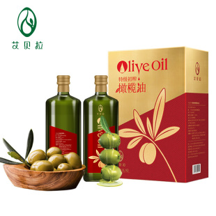 艾貝拉特級初榨橄欖油禮盒1L*2植物油食用油烹飪涼拌特級初榨橄欖