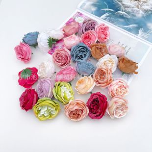 仿真花牡丹花頭玫瑰花頭假花絹花 diy花朵花卉背景婚慶室內裝飾