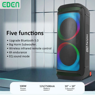 Eden{EDEN 10inch Partybox Bluetooth Speaker ED-1033