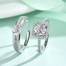 精工白銅5A鋯石鑽戒情侶結婚對戒鍍銀仿真訂求婚禮儀式現場假戒指