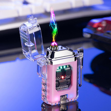 新款小巧usb電子點煙器脈沖雙電弧打火機防風個性潮流點火器跨境