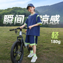 熊貓圓圓新品兒童涼感速干衣運動二件套夏季短袖短褲男童套裝批發