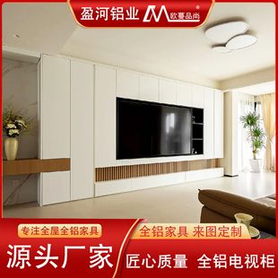 現代簡約全鋁全屋定制客廳滿牆鋁合金電視機櫃家用收納儲物櫃工廠