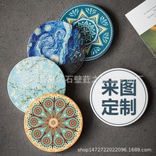 跨境吸水陶瓷杯墊定 制隔熱墊印刷logo禮品DIY動漫文創產品周邊
