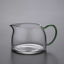 耐熱玻璃公道杯家用分茶杯豎紋帶把手功夫茶具配件日式茶海分茶器