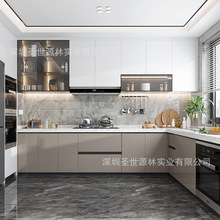 廠家直銷茶水間整體櫥櫃定制現代簡約石英石台面辦公室洗手台定做