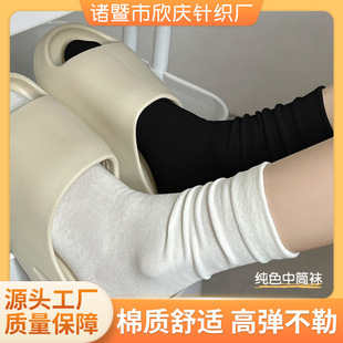 襪子女夏季棉襪中筒襪日系透氣吸汗松口月子襪防臭長筒女襪堆堆襪