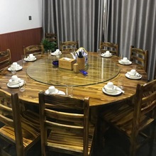 碳化實木復古農庄烤魚面館飯店排檔餐廳農家樂大小圓桌椅轉盤組合