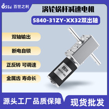 5840-31zy蝸輪蝸桿微型直流減速電機12伏雙出軸有刷微型電動機24V