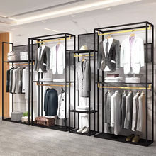 服裝店展示架男裝店雙層落地式高檔貨架商務西裝襯衫掛衣架陳列架