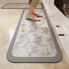 輕奢廚房皮革吸油墊免清洗家用水晶絨防滑地墊  耐磨可擦洗長條墊