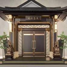 廠家定制不銹鋼鍍銅門羅馬柱雙開門別墅門入戶門對開私人定制銅門
